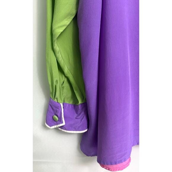 Bob Mackie Wearable Art VTG 100% Silk Color  Block Button Down Shirt Blouse 2X - Picture 8 of 9